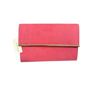 NEW PeepToe Evening Clutch Handbag Party Prom Wedding Gold Chain Strap Hot Pink